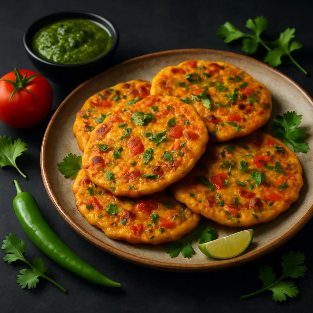 Tangy Vegetable Tawa Pancakes recipe