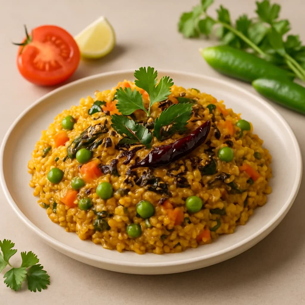 Tawa Masala Khichdi with Tempered Spices recipe