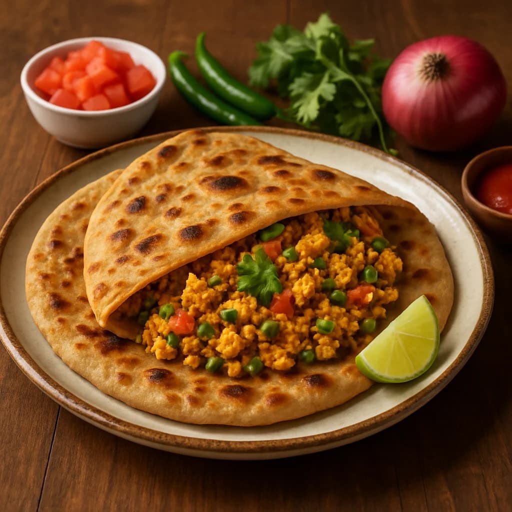 Tawa Paneer Bhurji Paratha recipe