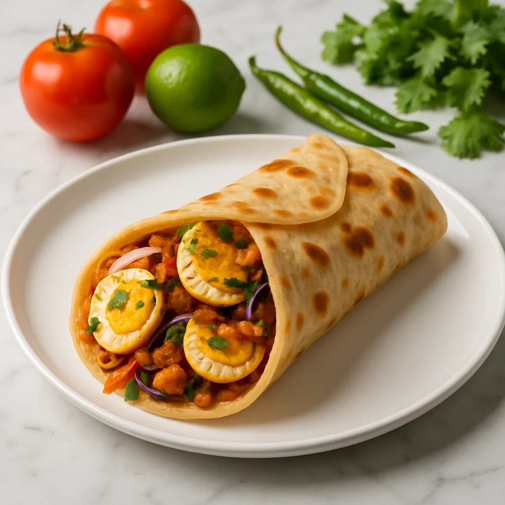 Tawa Spicy Egg Masala Roll recipe