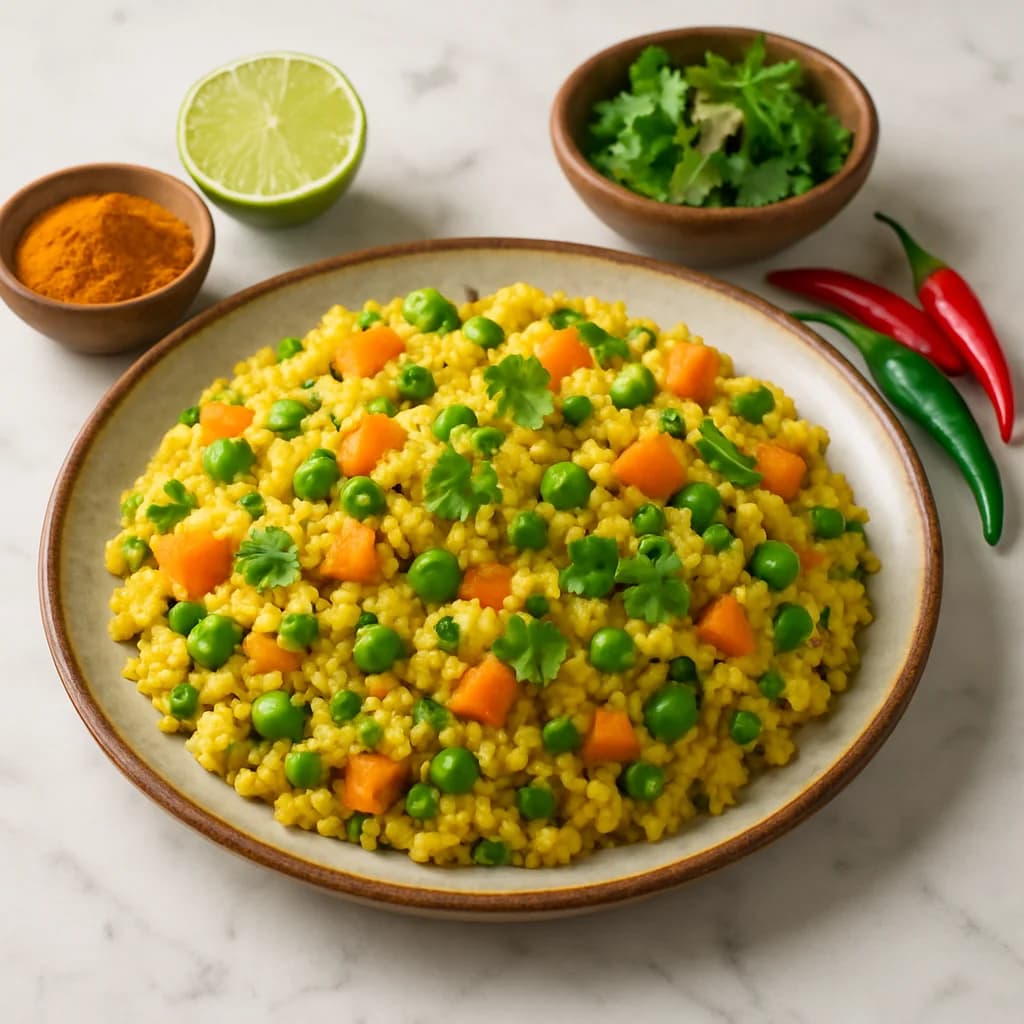 Turmeric Tawa Veggie Upma recipe