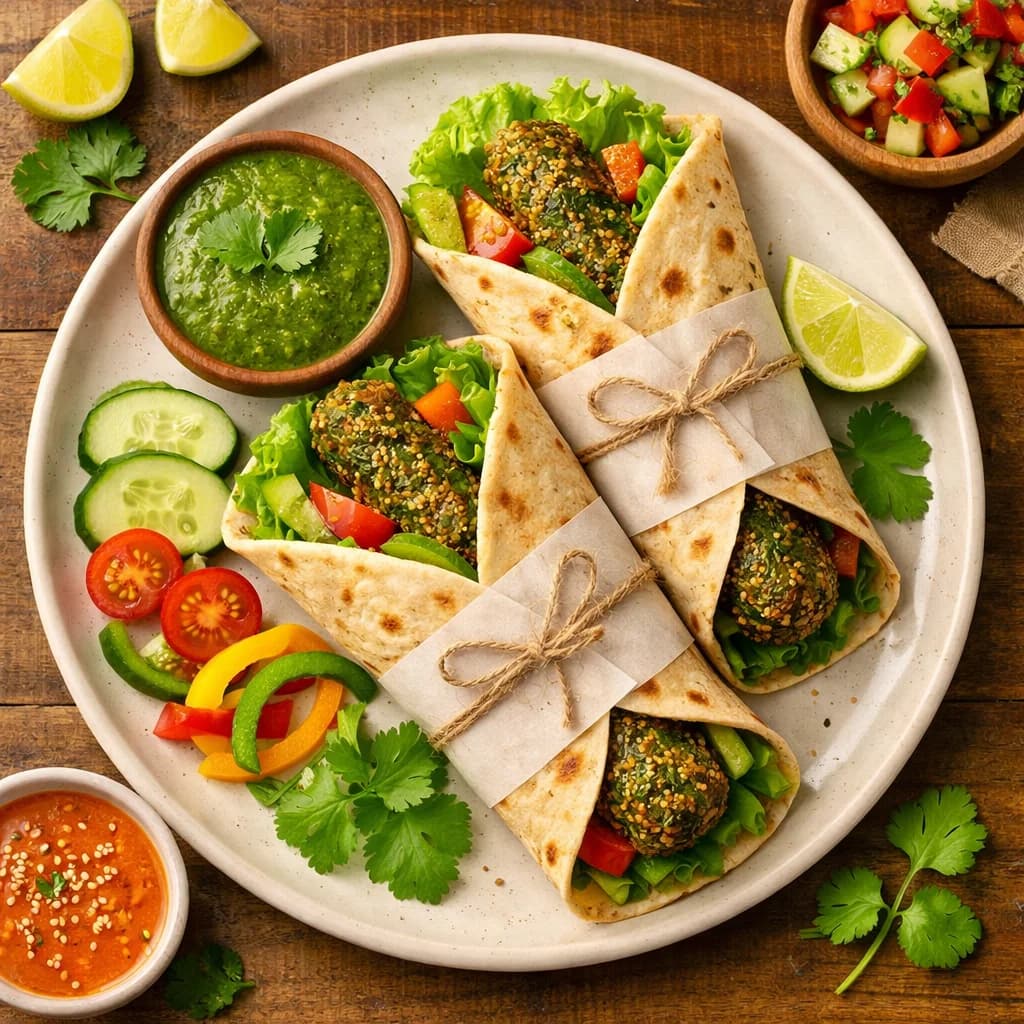 Air Fried Quinoa and Spinach Kebab Wraps recipe