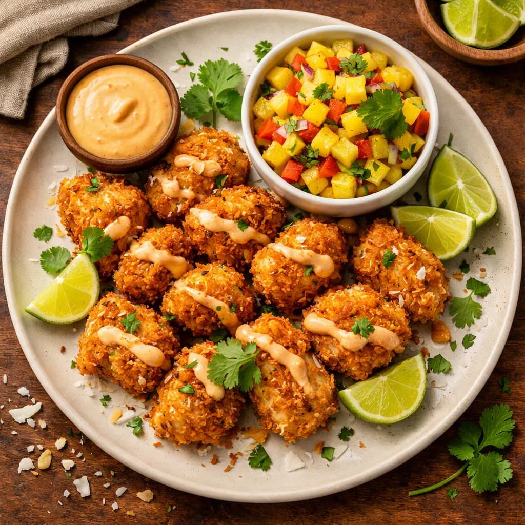 Caribbean Coconut Chicken Bites with Pineapple Salsa recipe