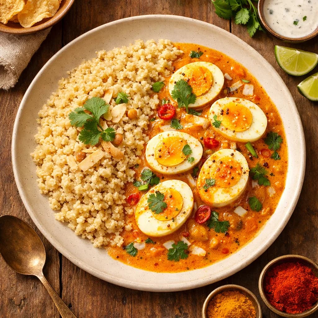 Coconut Egg Curry with Millet recipe