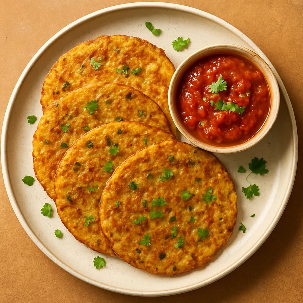 Coconut Lentil Pancakes with Tomato Chutney recipe