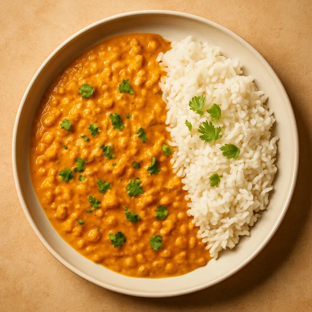 Creamy Lentil and Coconut Curry with Steamed Rice recipe