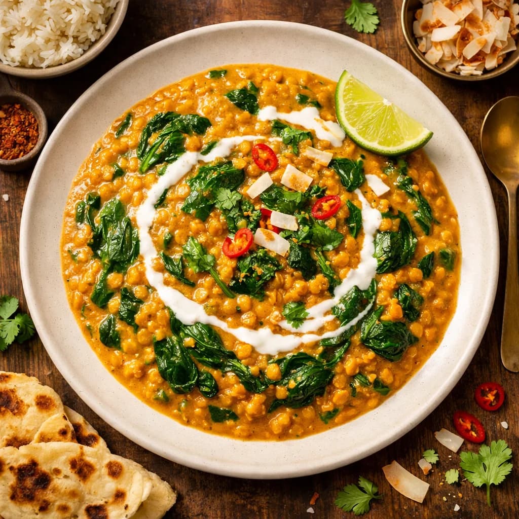 Creamy Lentil and Spinach Coconut Curry recipe