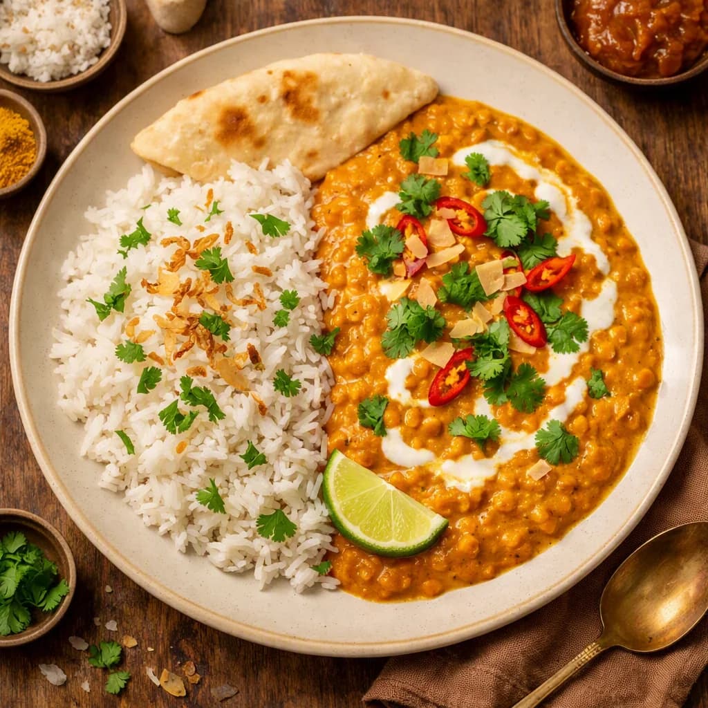 Creamy Lentil Coconut Curry with Basmati Rice recipe