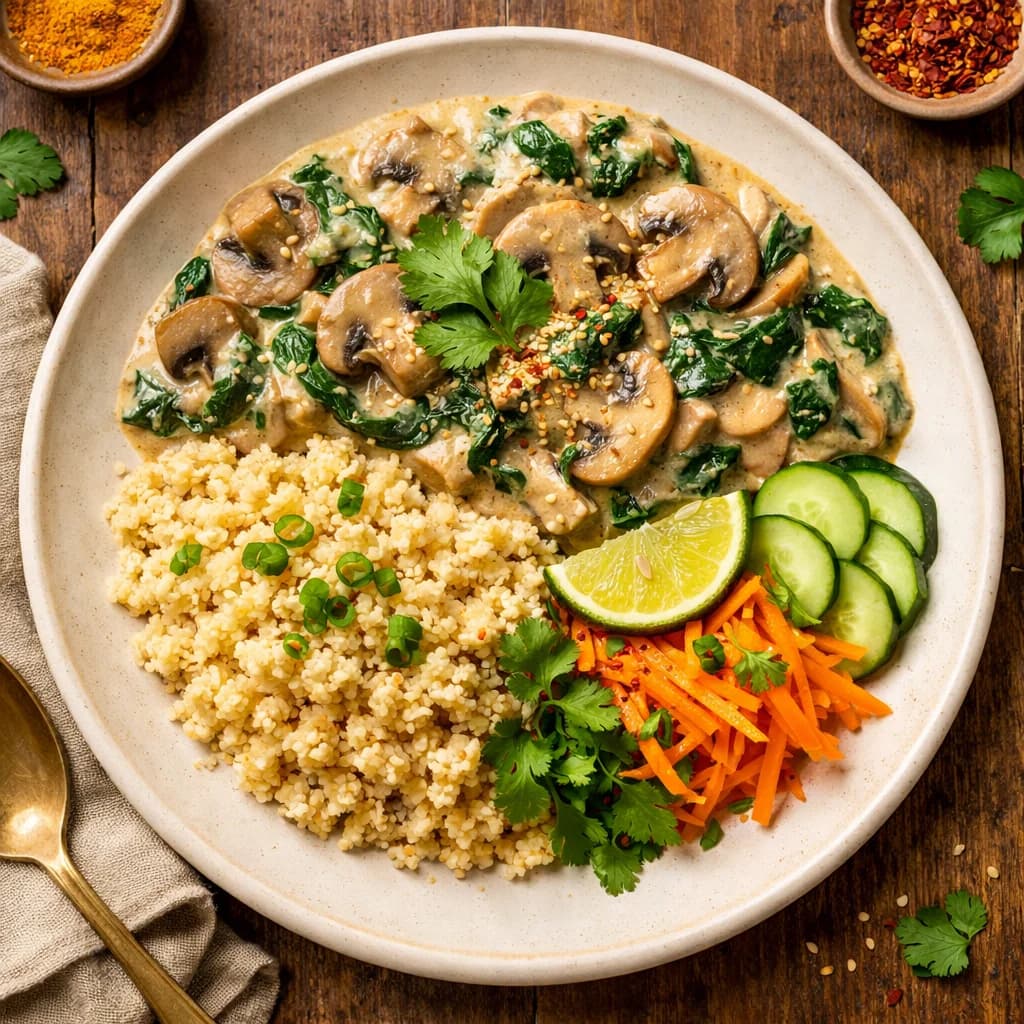 Creamy Mushroom and Spinach Millet Bowl recipe