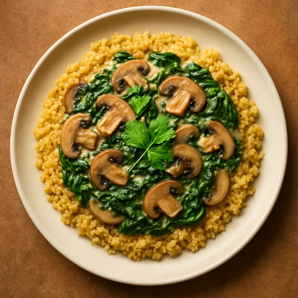 Creamy Mushroom and Spinach Millet Delight recipe