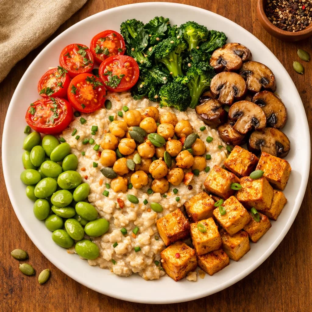 Creamy Protein Packed Vegetable Oat Bowl recipe