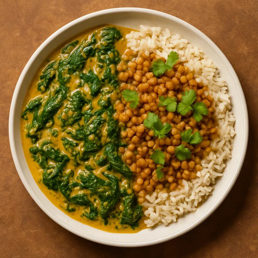 Creamy Spinach and Lentil Rice Bowl recipe