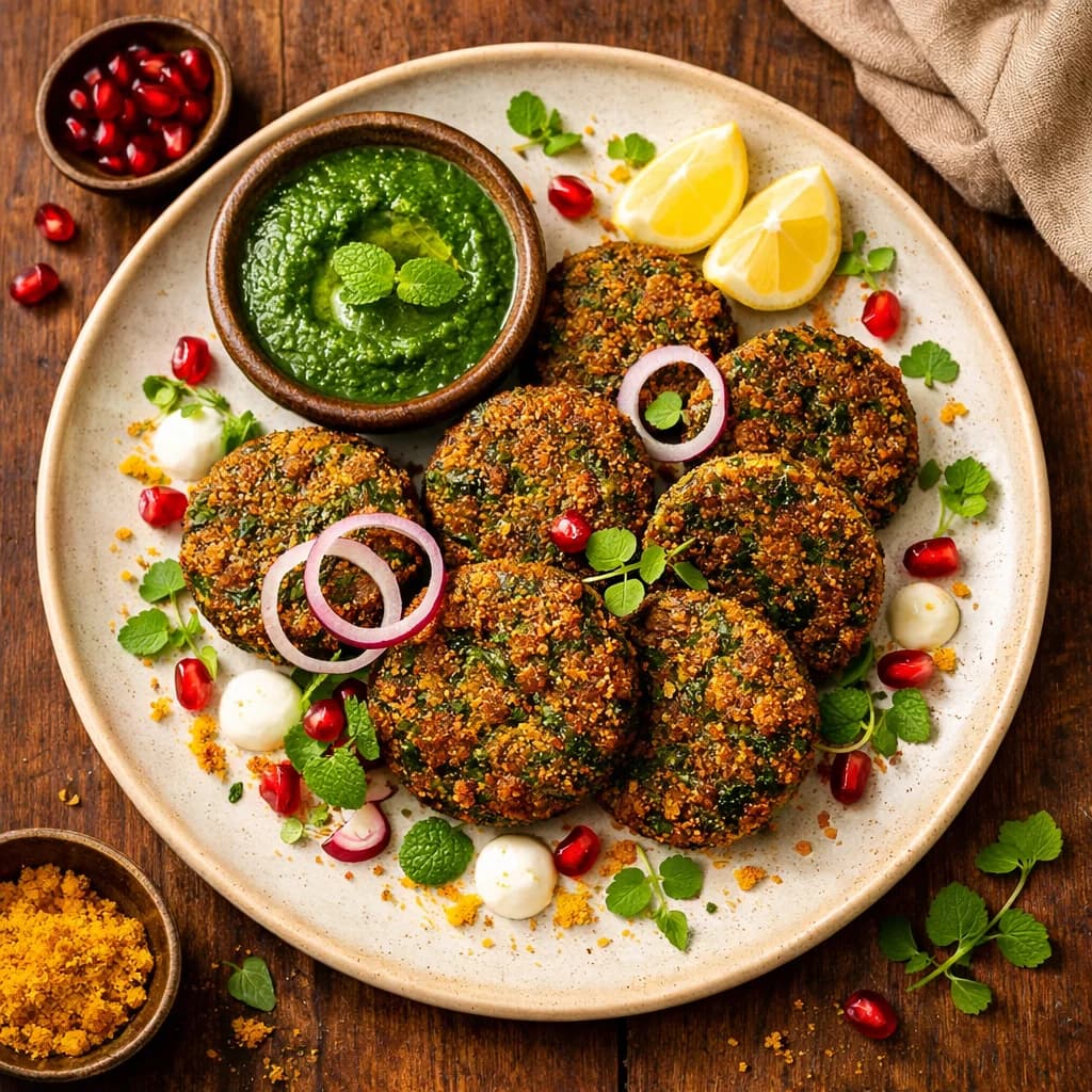 Crispy Amaranth and Spinach Tikkis with Mint Chutney recipe