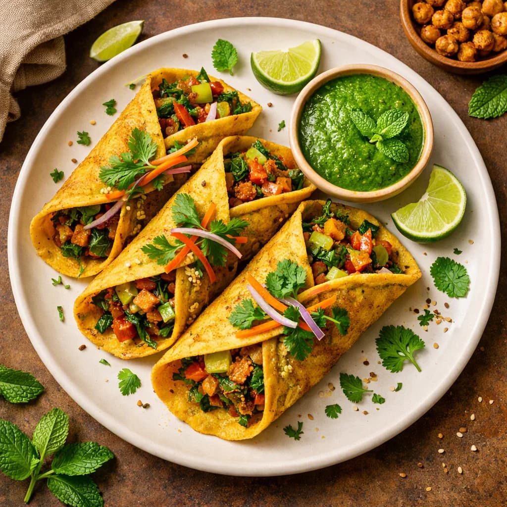Crispy Chickpea Flour Chilla Wraps with Tangy Mint Chutney recipe