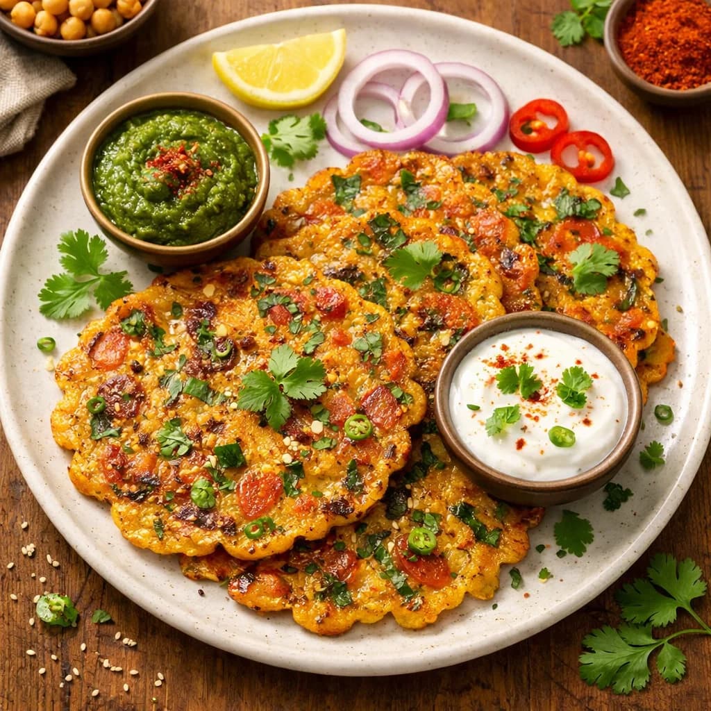 Crispy Chickpea Flour Savory Pancakes recipe