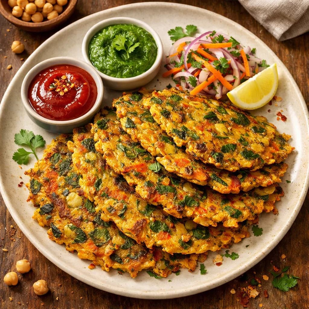 Crispy Chickpea Flour Veggie Pancakes recipe