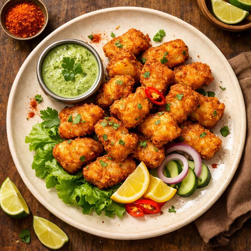 Crispy Fish Bites with Spiced Rice Flour Coating recipe
