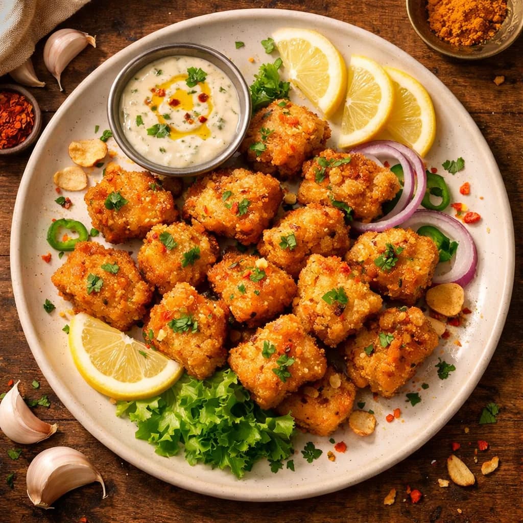 Crispy Lemon Garlic Fish Bites recipe