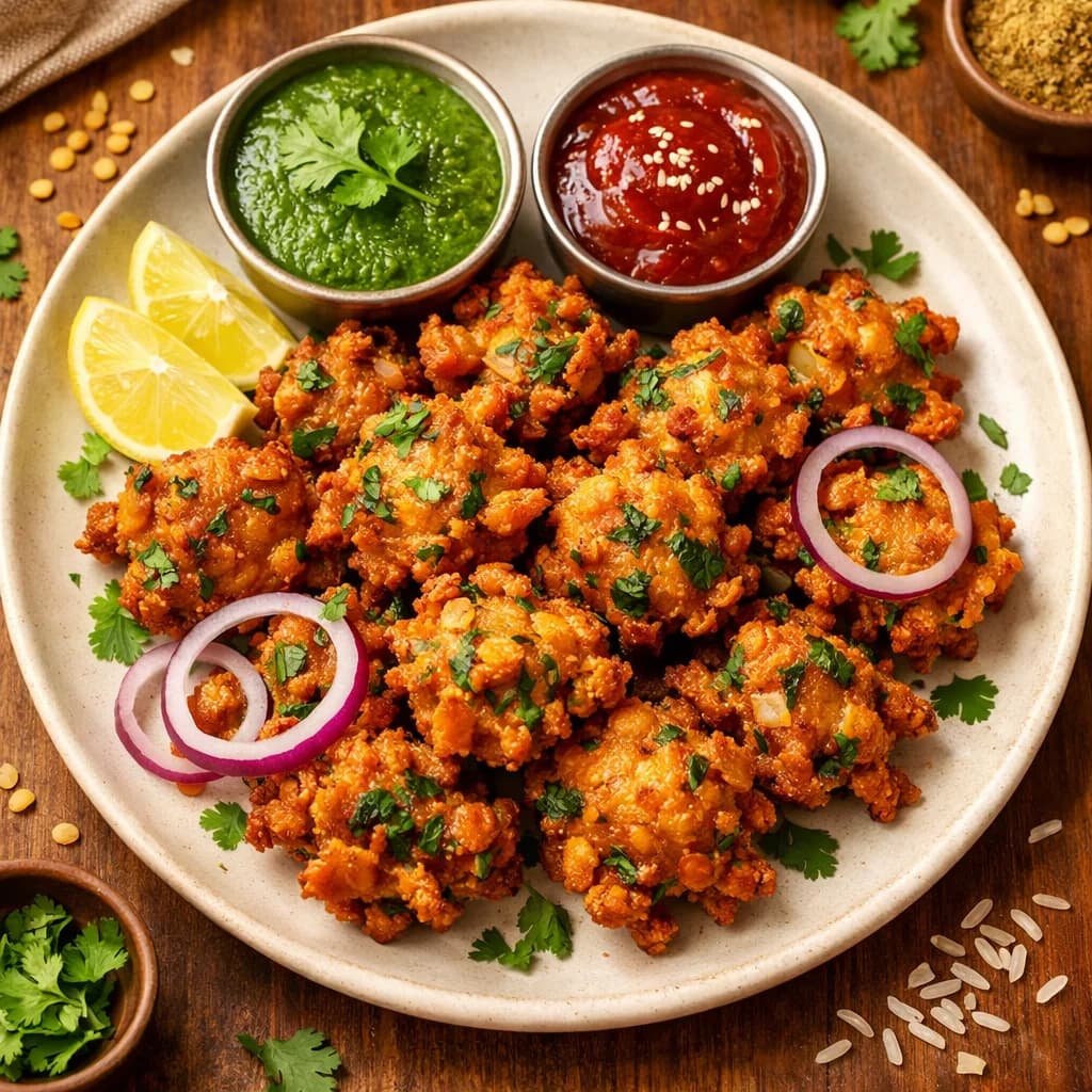 Crispy Lentil and Rice Flour Pakoras recipe