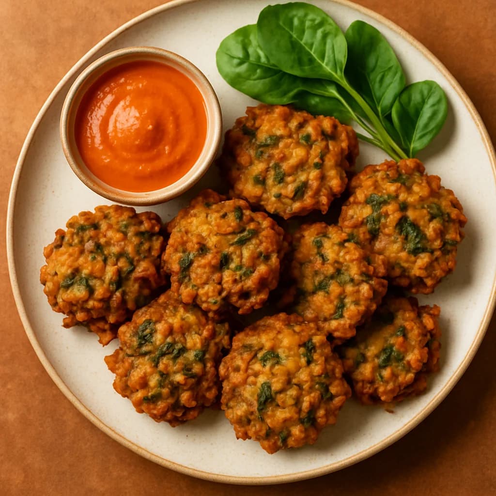 Crispy Lentil and Spinach Pakoras recipe