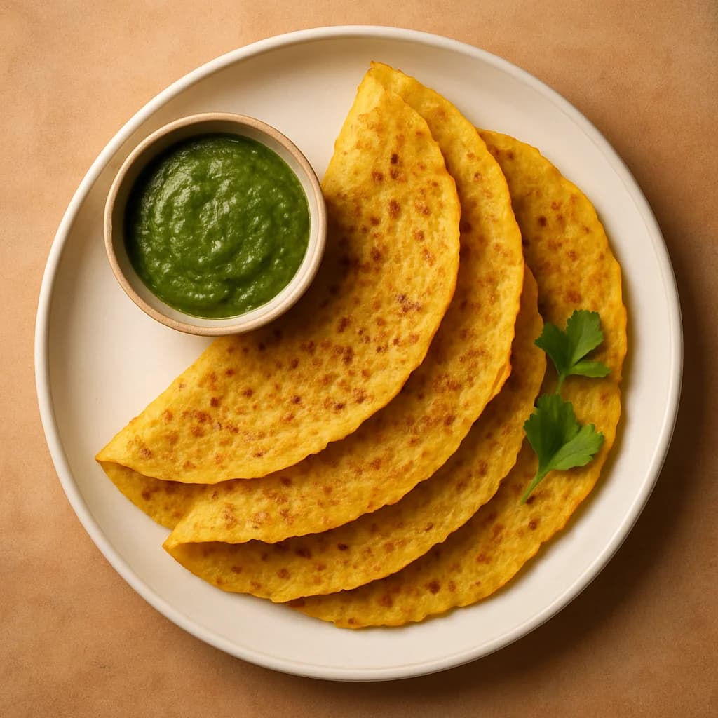 Crispy Moong Dal Chilla with Mint Chutney recipe
