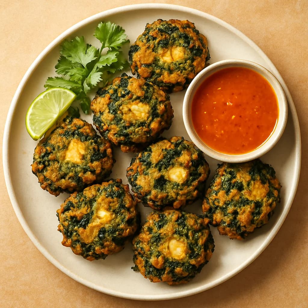 Crispy Paneer and Spinach Fritters recipe