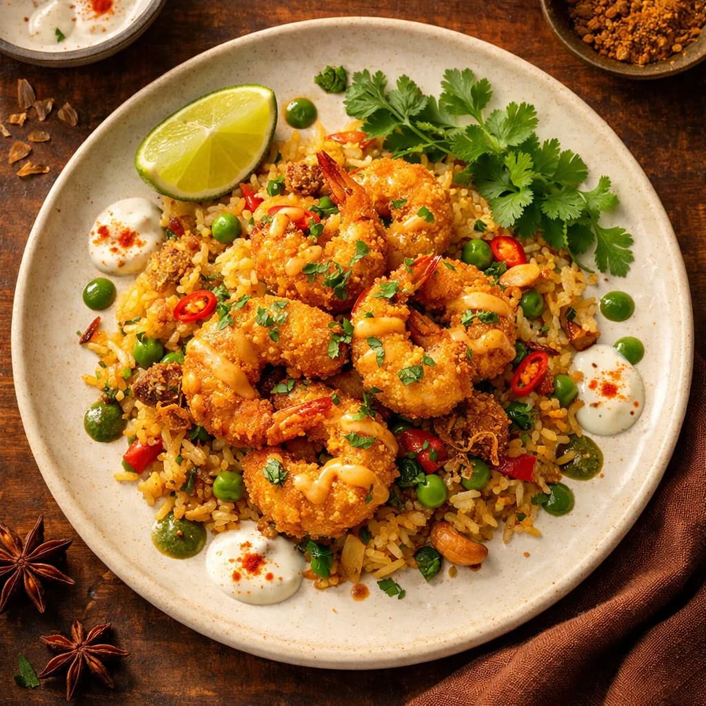 Crispy Prawns with Spiced Rice recipe