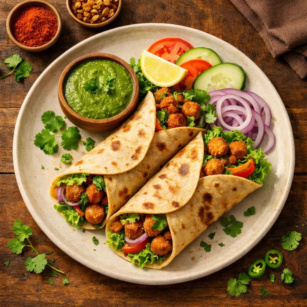 Crispy Soy Chunk Masala Wraps recipe