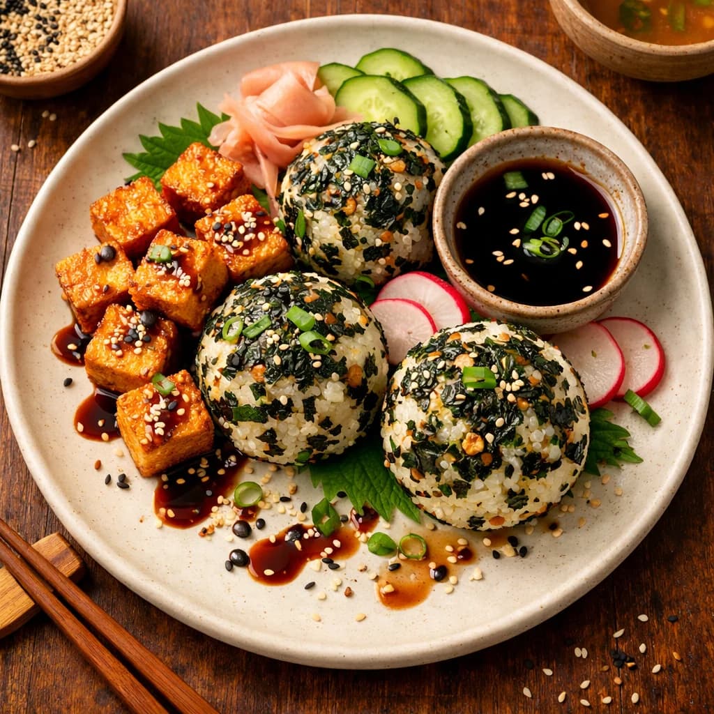 Crispy Tofu and Seaweed Rice Balls recipe