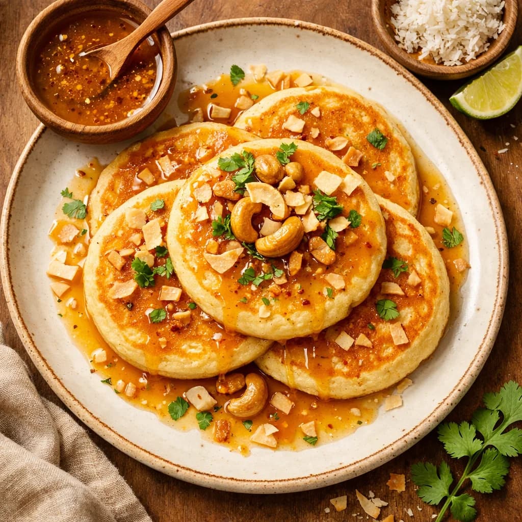 Fluffy Millet Pancakes with Spiced Coconut Syrup recipe
