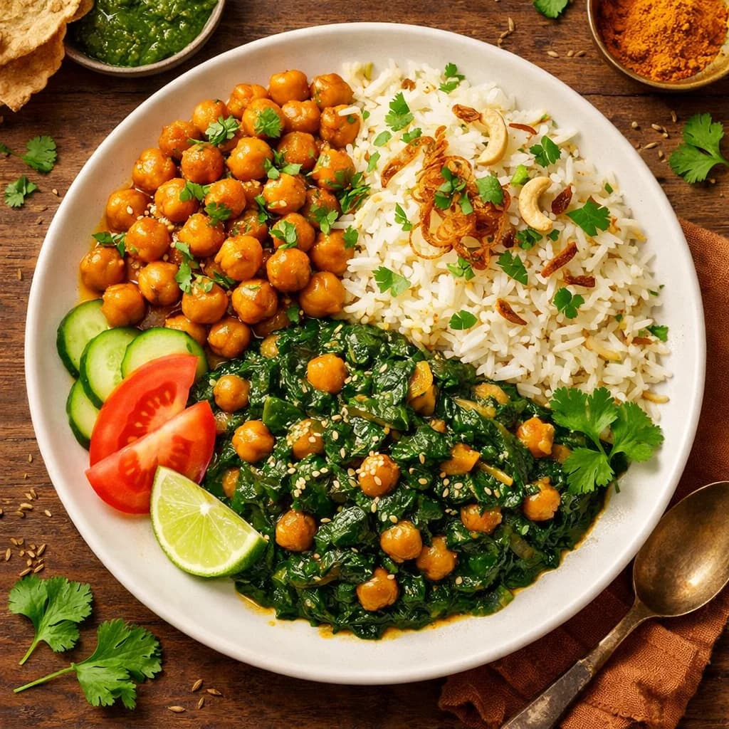 Fragrant Chickpea and Spinach Rice Bowl recipe