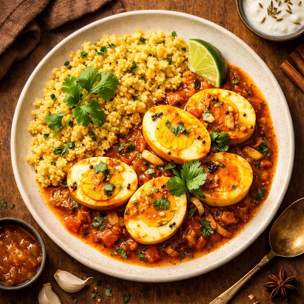 Fragrant Egg Curry with Spiced Millet recipe