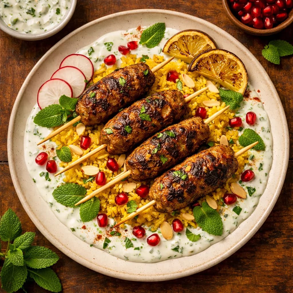 Fragrant Lamb Kofta with Minted Yogurt Sauce recipe