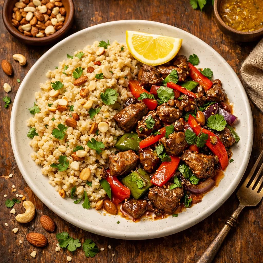 Fragrant Lamb Stir-Fry with Nutty Millet recipe