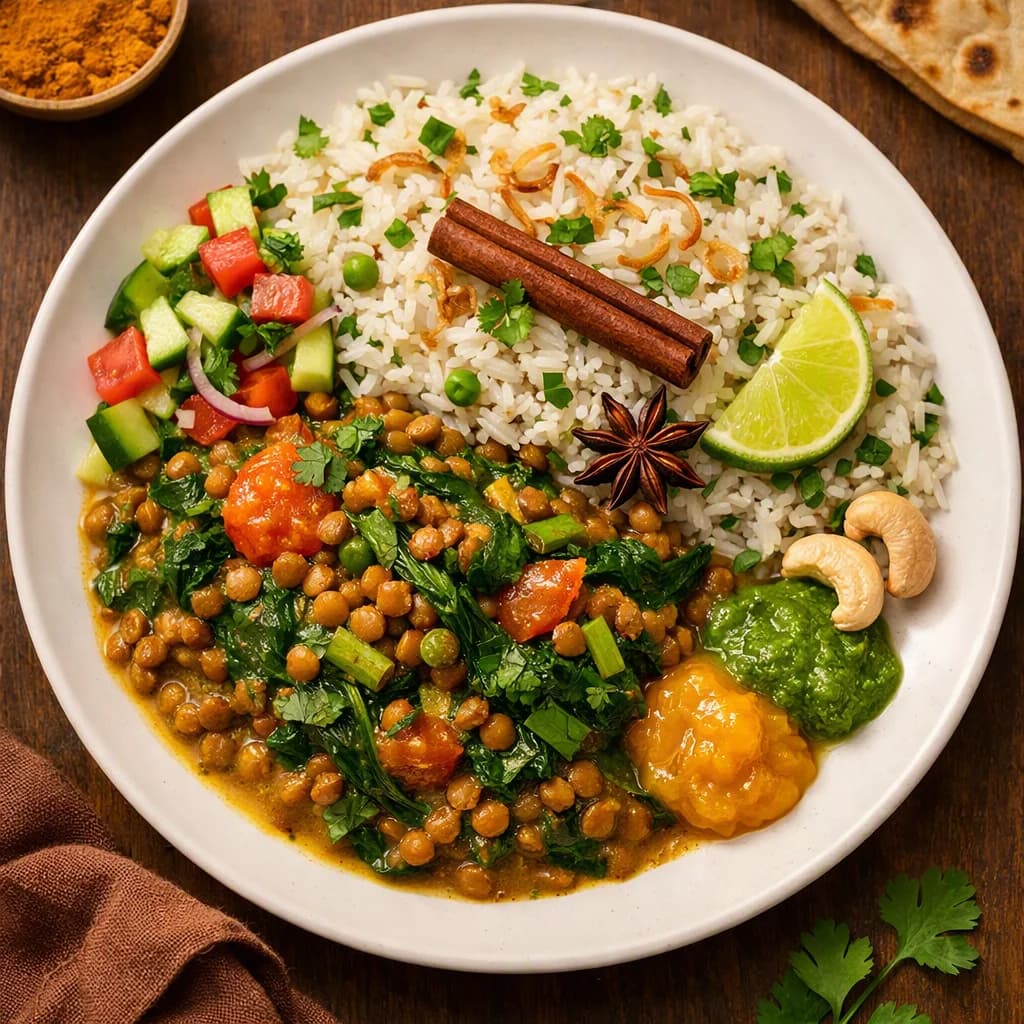 Fragrant Lentil and Spinach Rice Bowl recipe