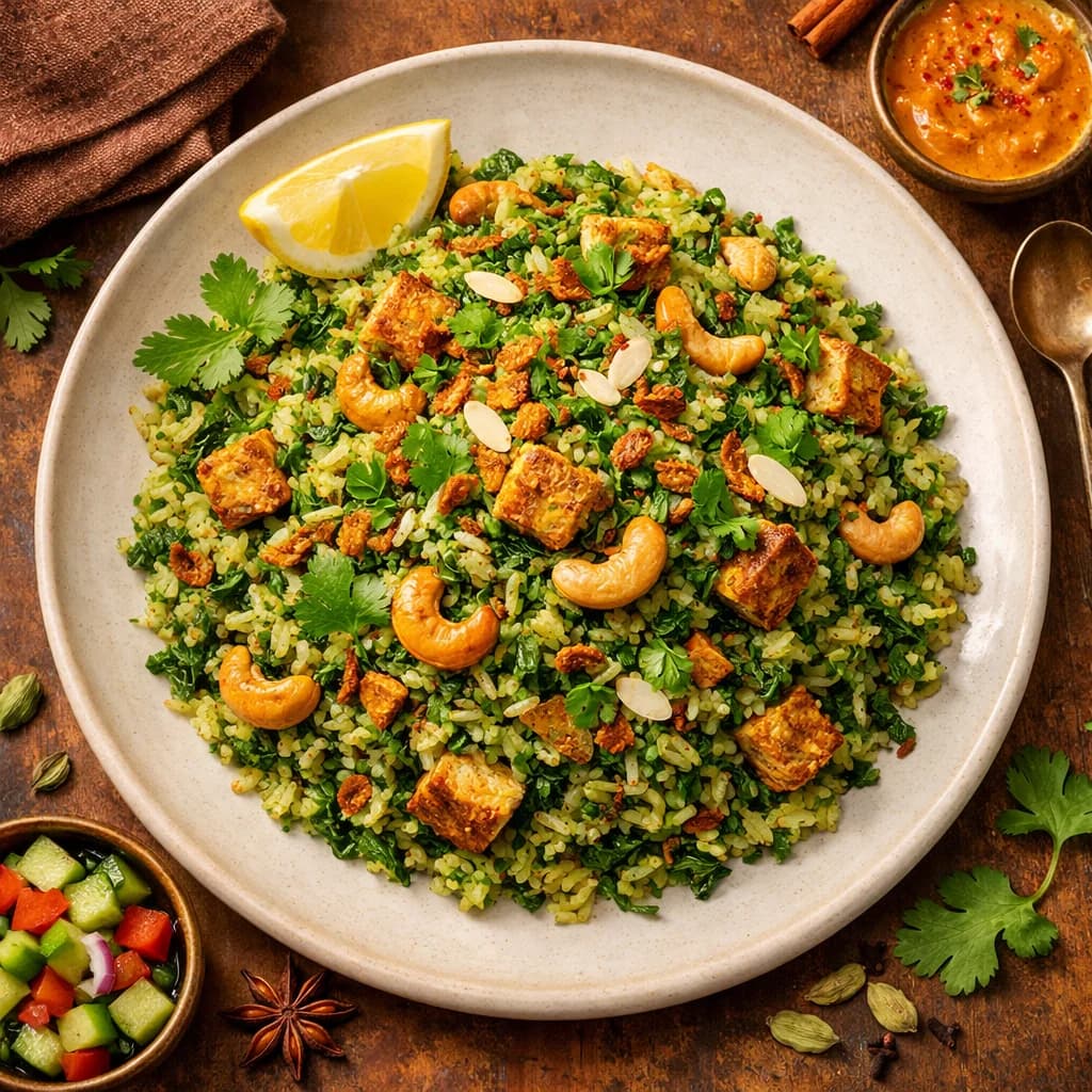 Fragrant Spinach and Soy Protein Pilaf recipe