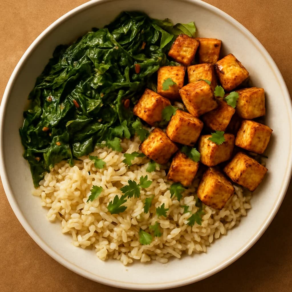 Fragrant Spinach and Tofu Rice Bowl recipe
