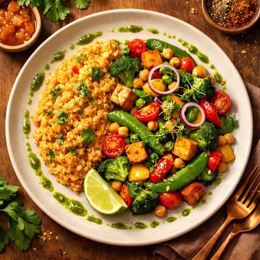 Garden Veggie Protein Stir with Masala Oats recipe