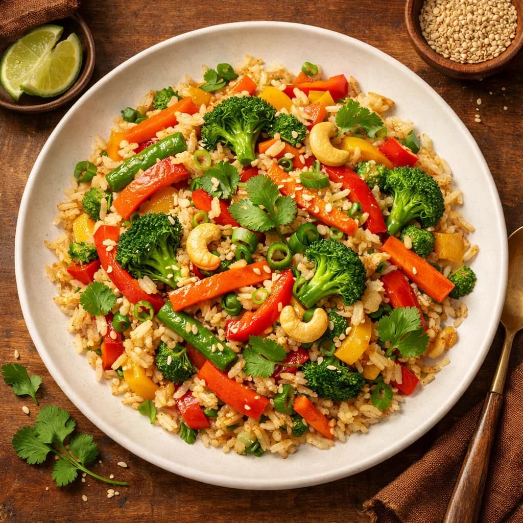 Ginger Spiced Vegetable and Rice Stir Fry recipe