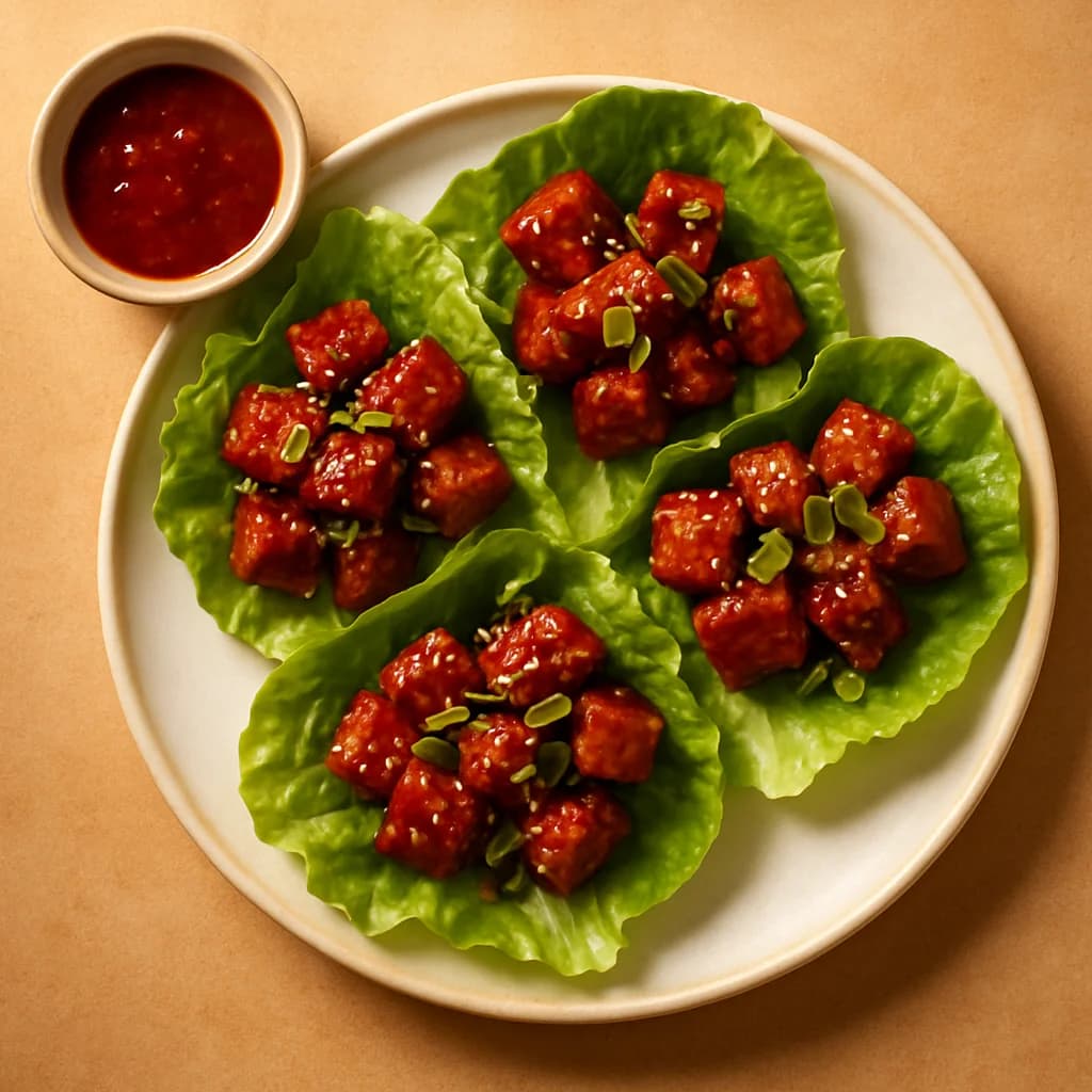 Gochujang Glazed Soy Chunk Lettuce Wraps recipe