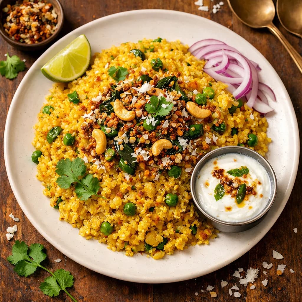 Golden Amaranth Khichdi with Coconut Tempering recipe