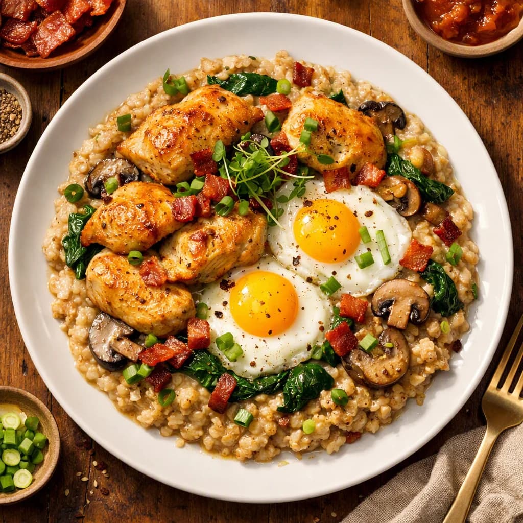 Golden Chicken and Oat Breakfast Skillet recipe