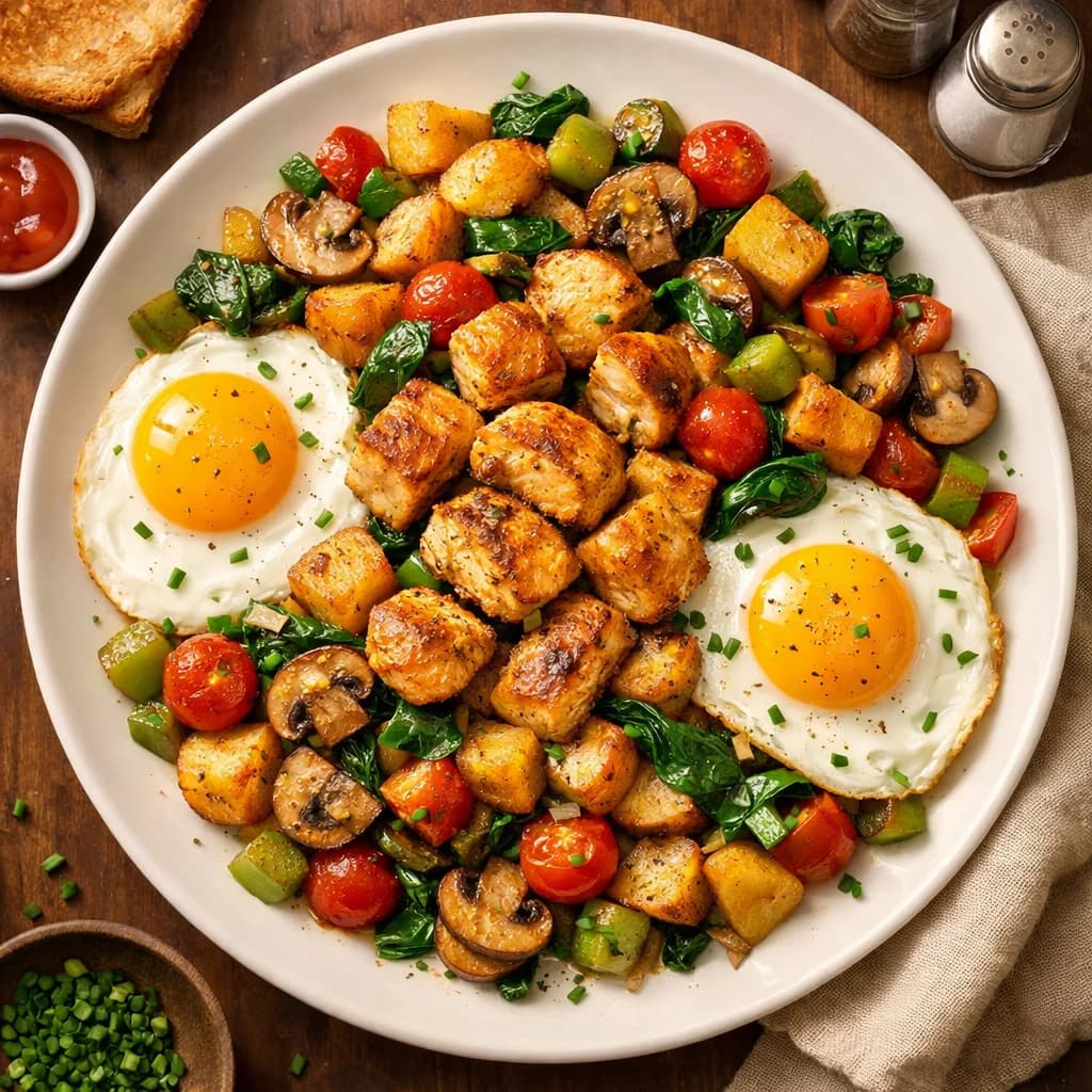 Golden Chicken and Veggie Breakfast Skillet recipe