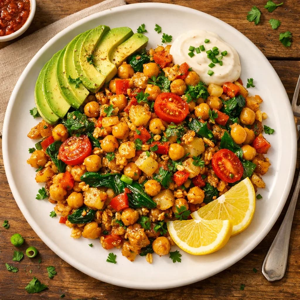 Golden Chickpea and Oat Breakfast Hash recipe