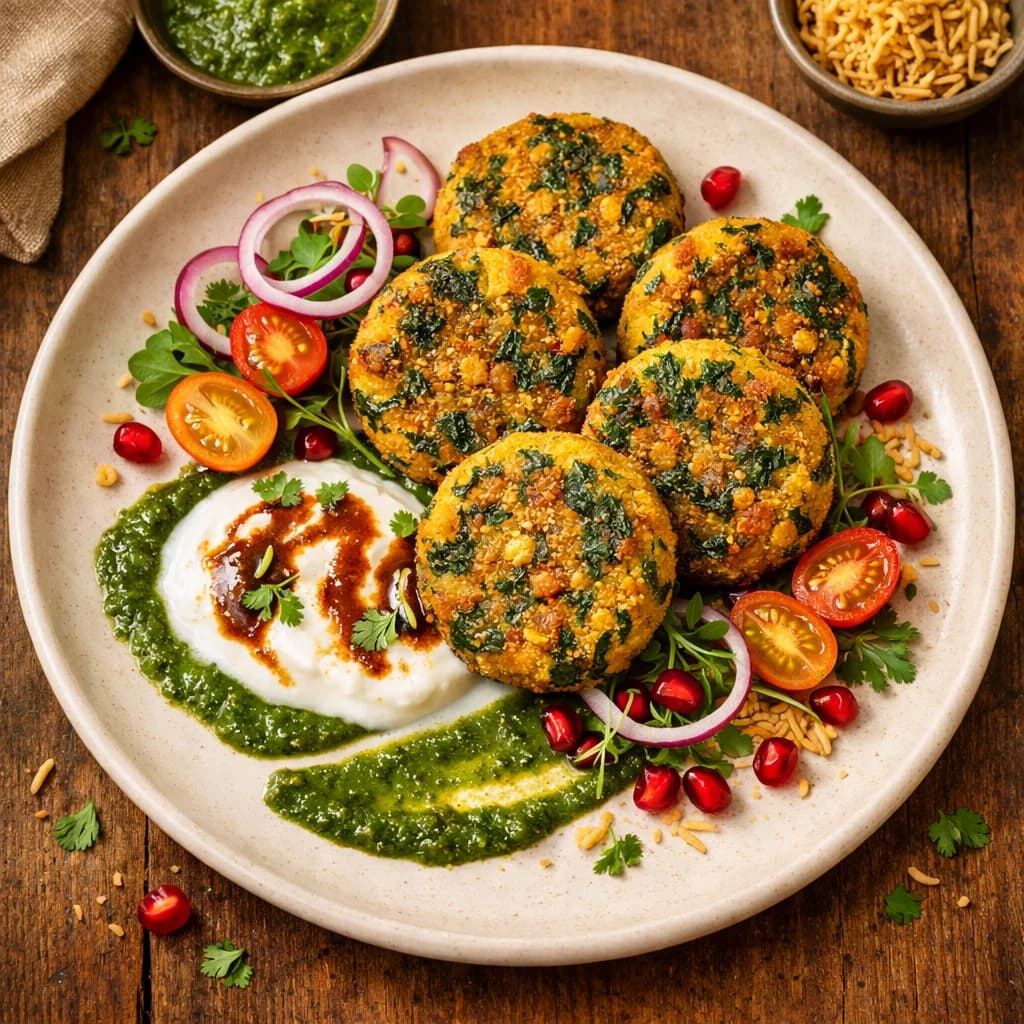 Golden Chickpea and Spinach Tikki recipe