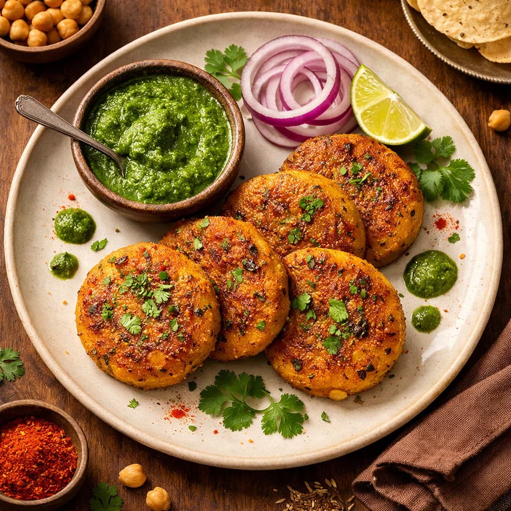 Golden Chickpea Cutlets with Mint Chutney recipe