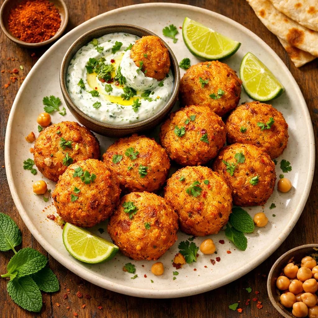 Golden Chickpea Fritters with Minted Yogurt Dip recipe