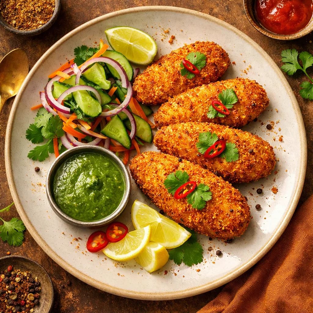 Golden Fish Cutlets with Spiced Rice Flour Crust recipe