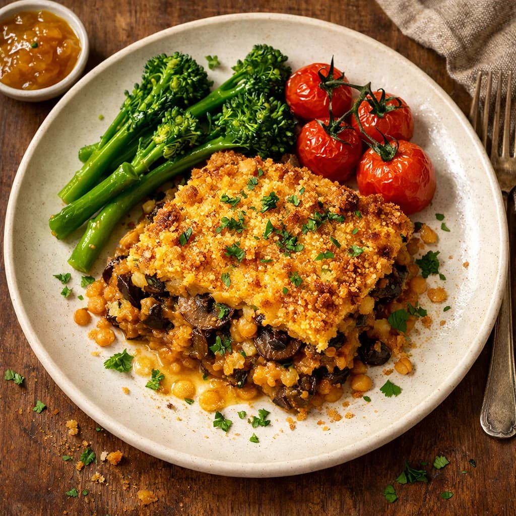 Golden Lentil and Mushroom Bake recipe