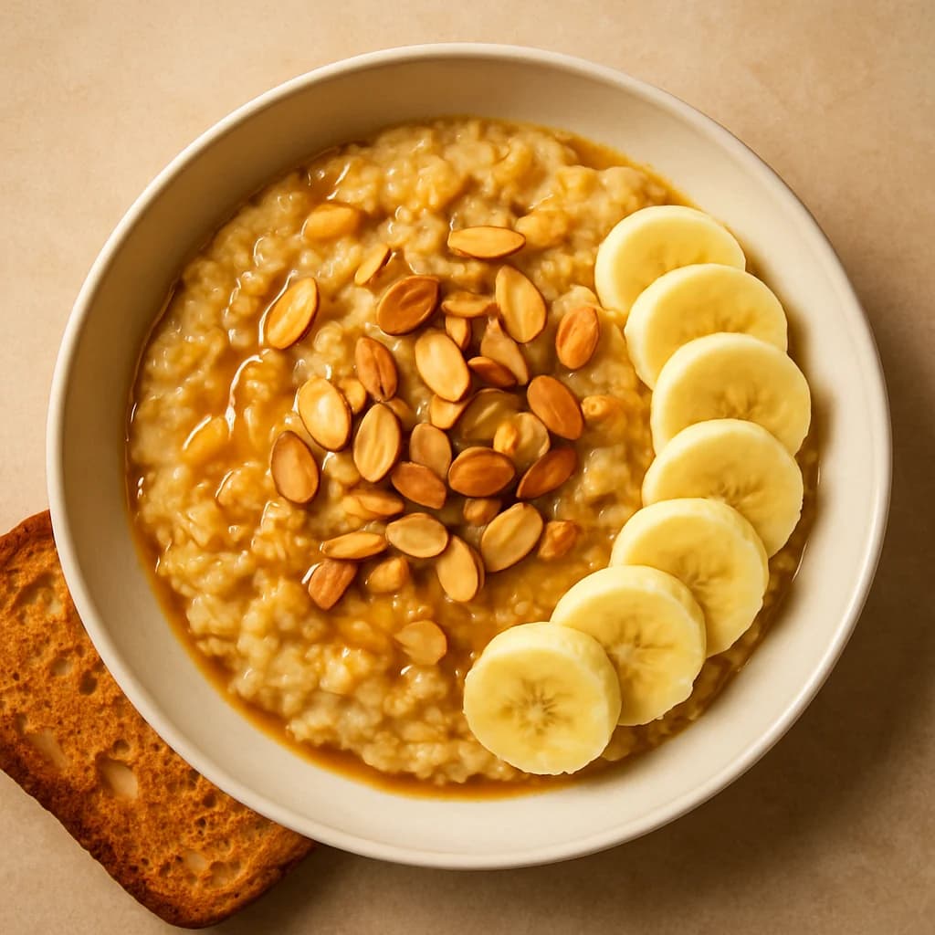 Golden Maple Oatmeal Bowl with Toasted Almonds recipe